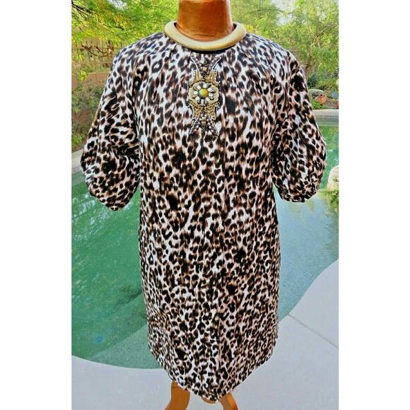 NWOT Vintage SoCal by St. John Leopard Animal Print Knit Jacket Dress Tunic Sz P - Picture 5 of 9